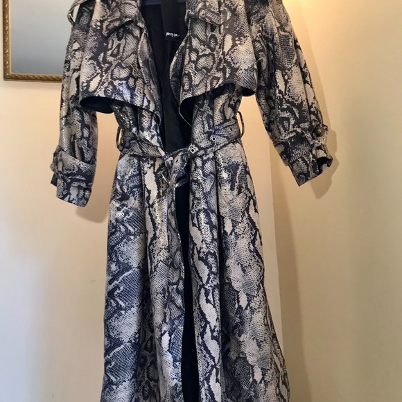BRAND NEW Nasty Gal Snake Print Trench Coat - Picture 7 of 8